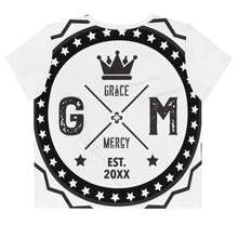 Load image into Gallery viewer, Christ over Crisis All-Over Print Crop Tee by Grace and Mercy Gear®
