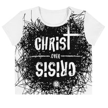 Load image into Gallery viewer, Christ over Crisis All-Over Print Crop Tee by Grace and Mercy Gear®
