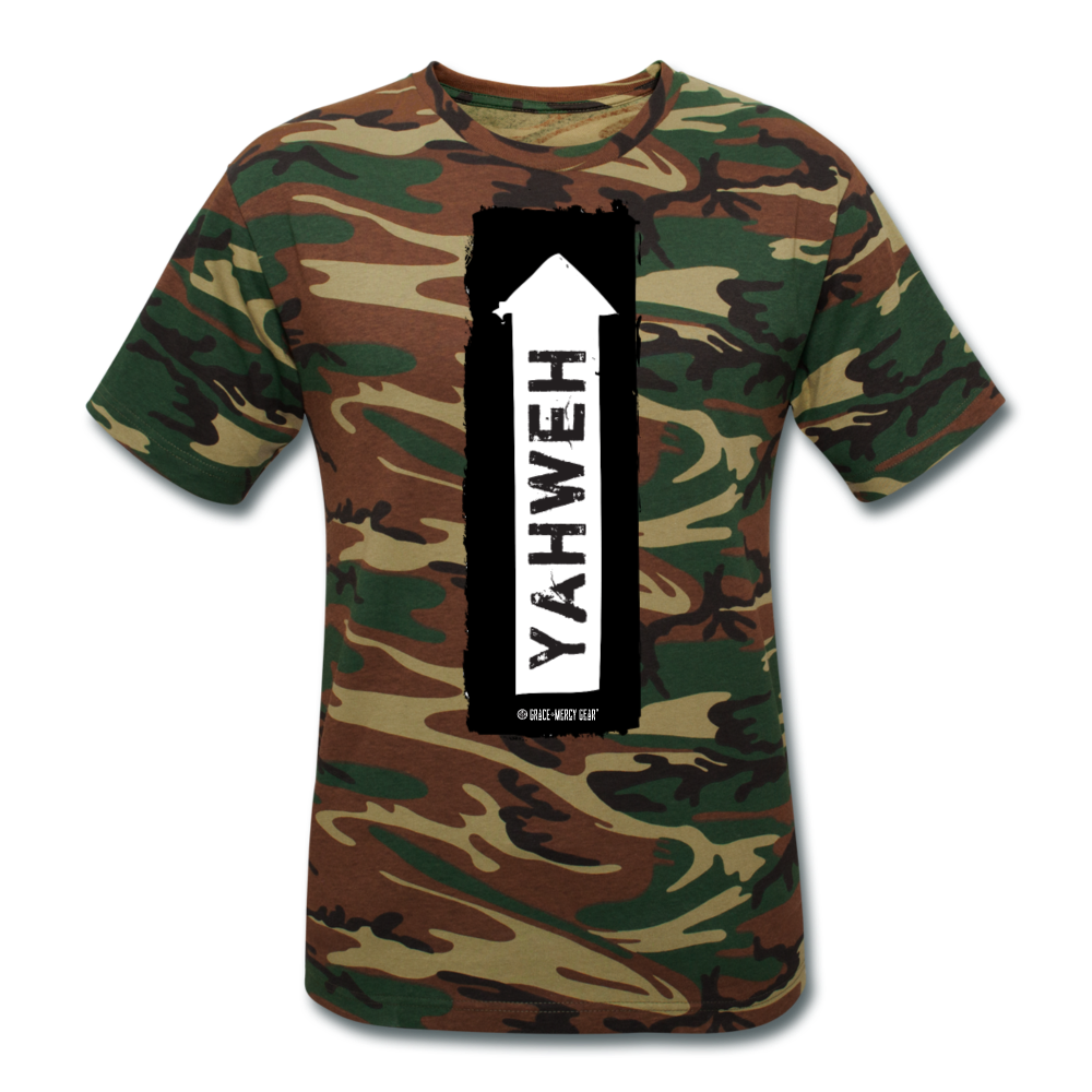 Yahweh Unisex Camouflage T-Shirt by Grace and Mercy Gear - green camouflage