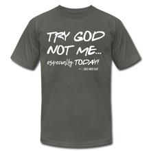 Load image into Gallery viewer, Try God Men&#39;s T-Shirt by Grace and Mercy Gear - asphalt
