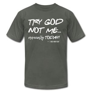 Try God Men's T-Shirt by Grace and Mercy Gear - asphalt