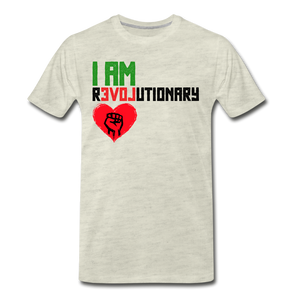 I AM REVOLUTIONARY Men's T-Shirt BOLD YELLOW - heather oatmeal